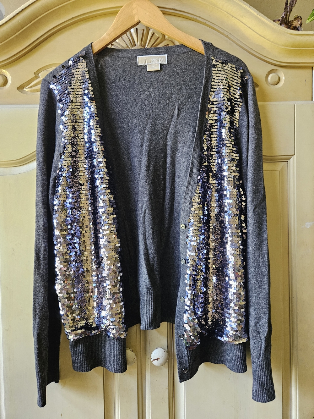Michael Kors Gray Sequin-Embellished Cardigan